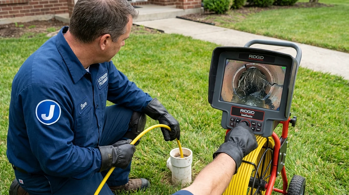 Sewer camera inspection being performed by Johns Plumbing LLC in Wakeman