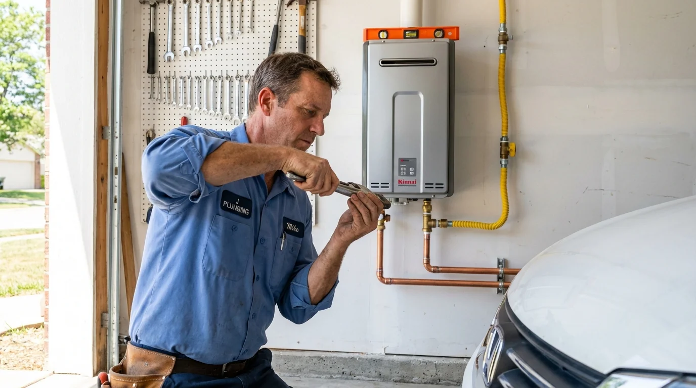 Tankless water heater installation by a Johns Plumbing LLC plumber in Wakeman